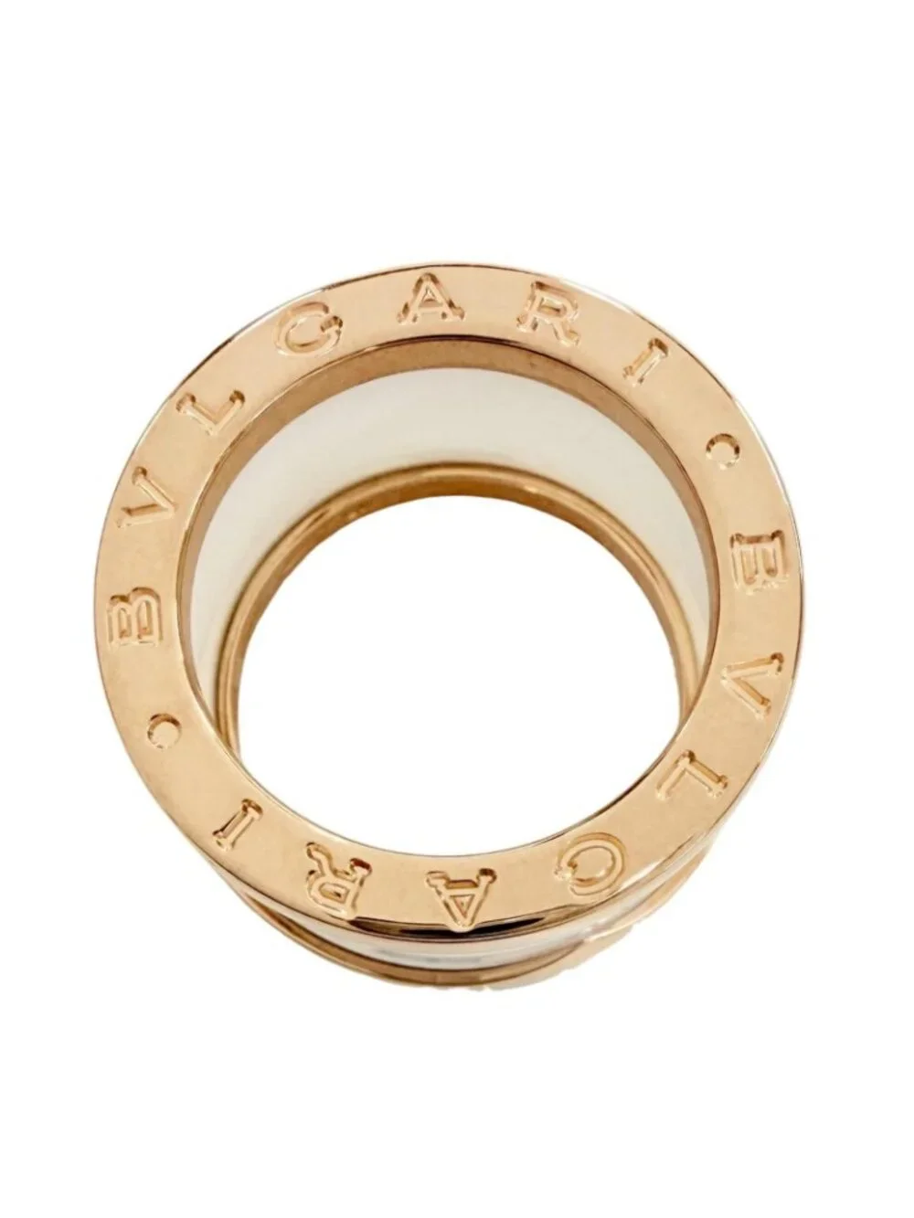 Bvlgari B.zero1 Ring 750 Ceramic Pink Gold White